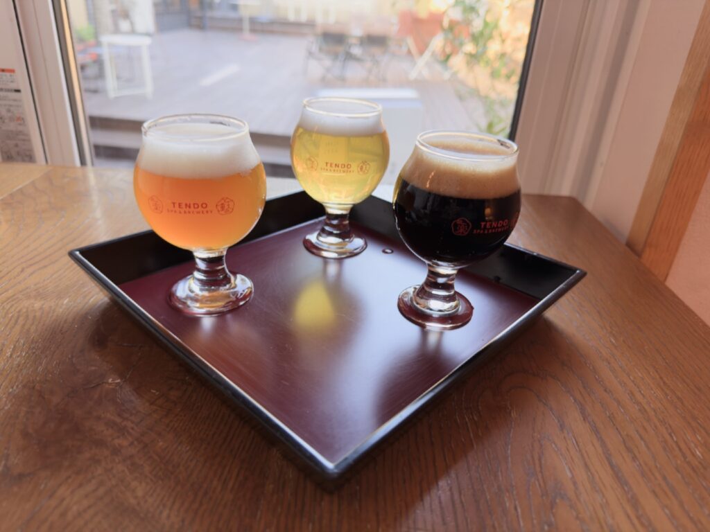 湯坊いちらくのクラフトビール3種の飲み比べ